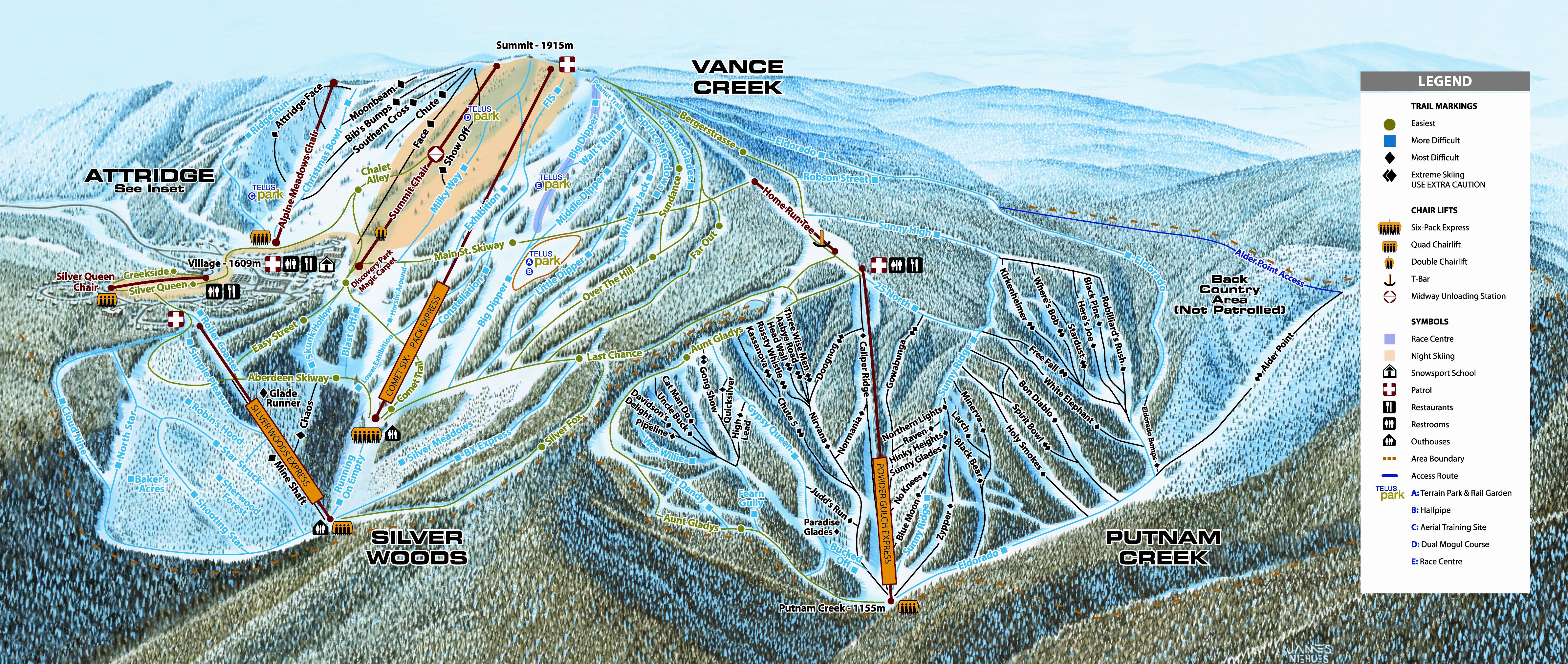 Silver Mountain Ski Map Silver Star Mountain Resort