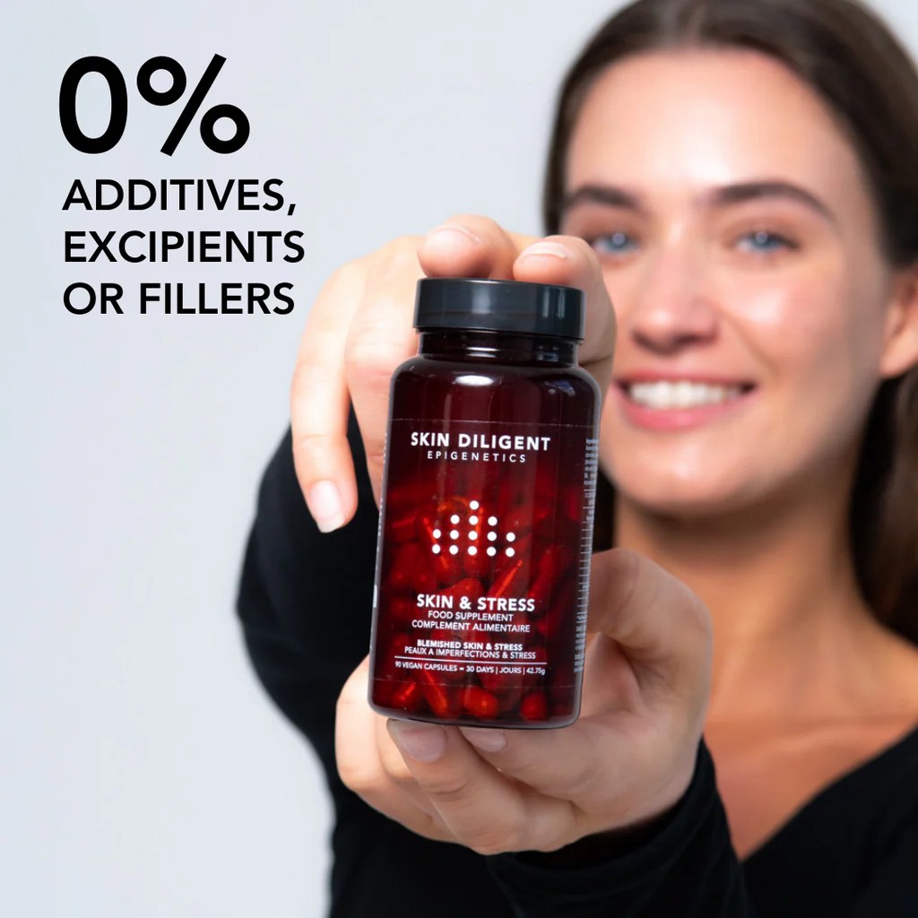 Skin & Stress Tablets for Clear Skin 100 Vegan 90 Capsules Skin