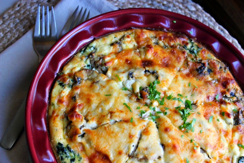 Crustless Spinach, Onion and Feta Quiche