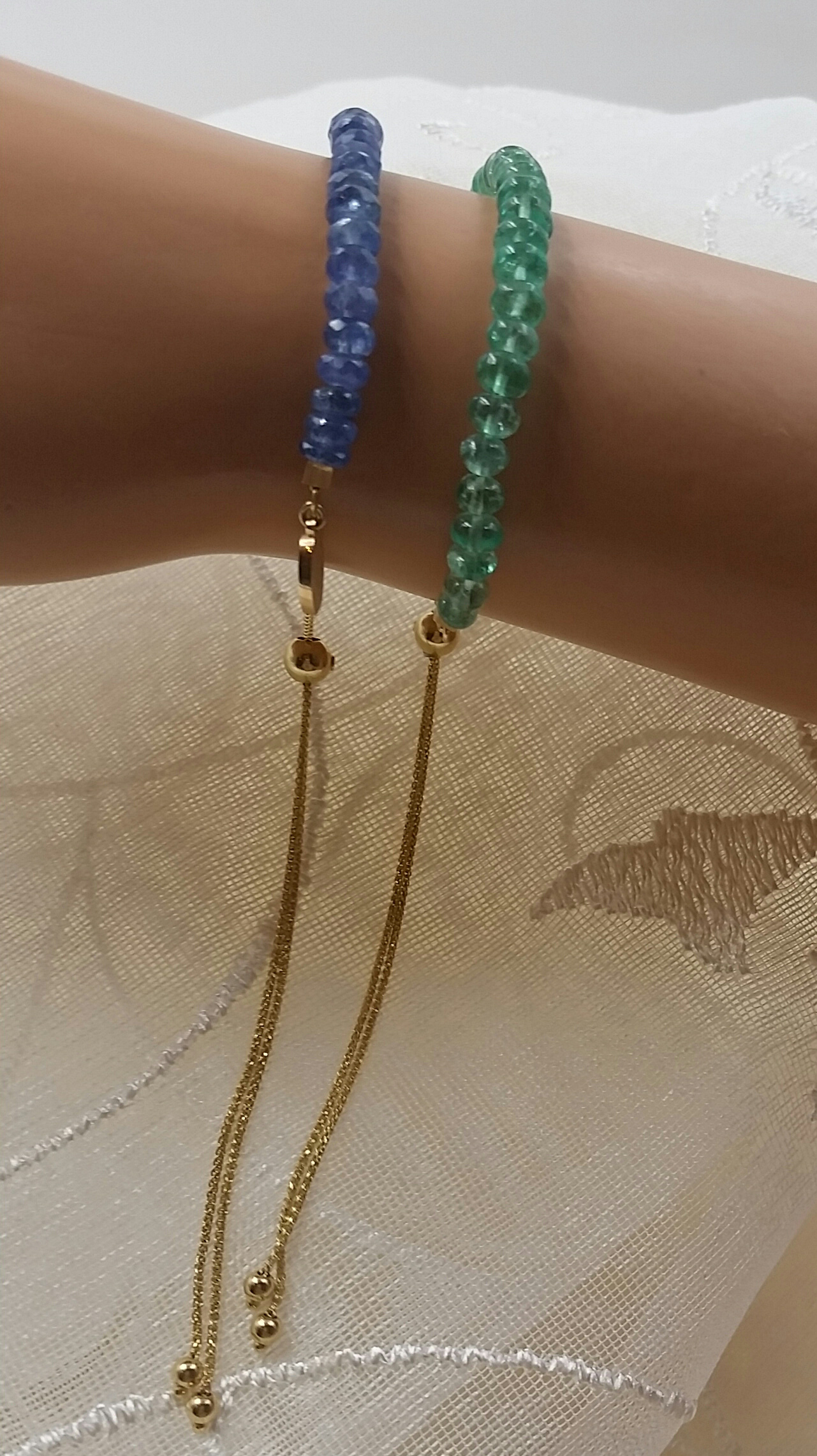 14 Karat Yellow Gold Adjustable Sapphire Bead Bracelet S & K Ltd.