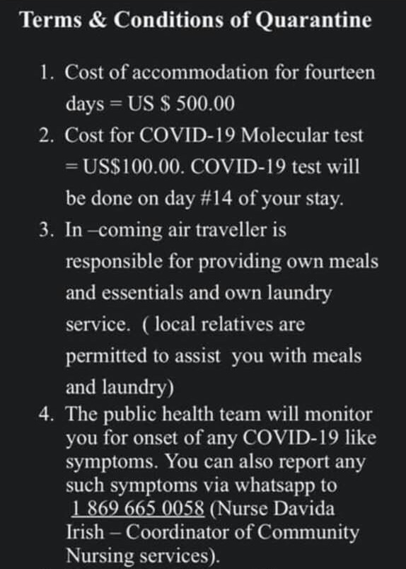 Trending Returning Nationals Must Pay US500 Quarantine Fee SKN PULSE