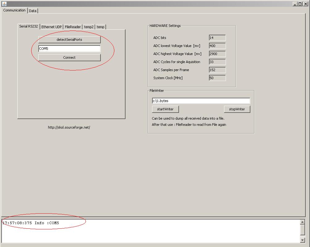 SKÅL FPGA based Oscilloscope with universal Java Oscilloscope GUI.