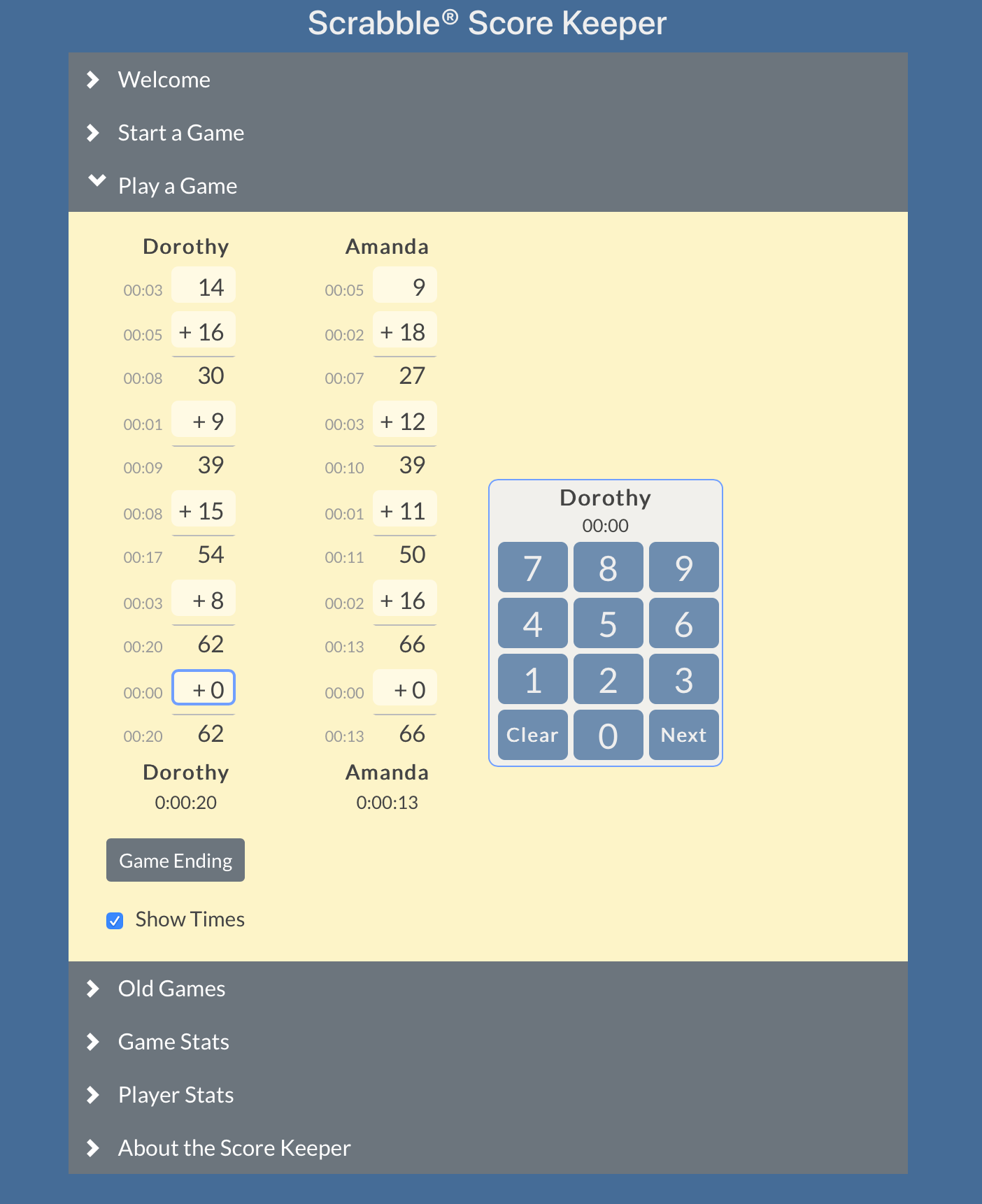 Scrabble Score Keeper