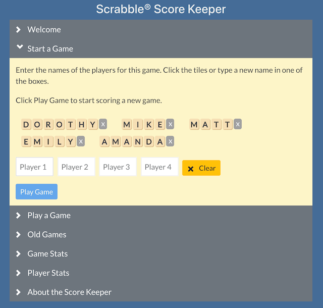 Scrabble Score Keeper
