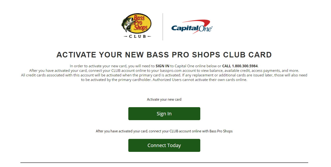 Activate Your Bass Pro CLUB Credit Card