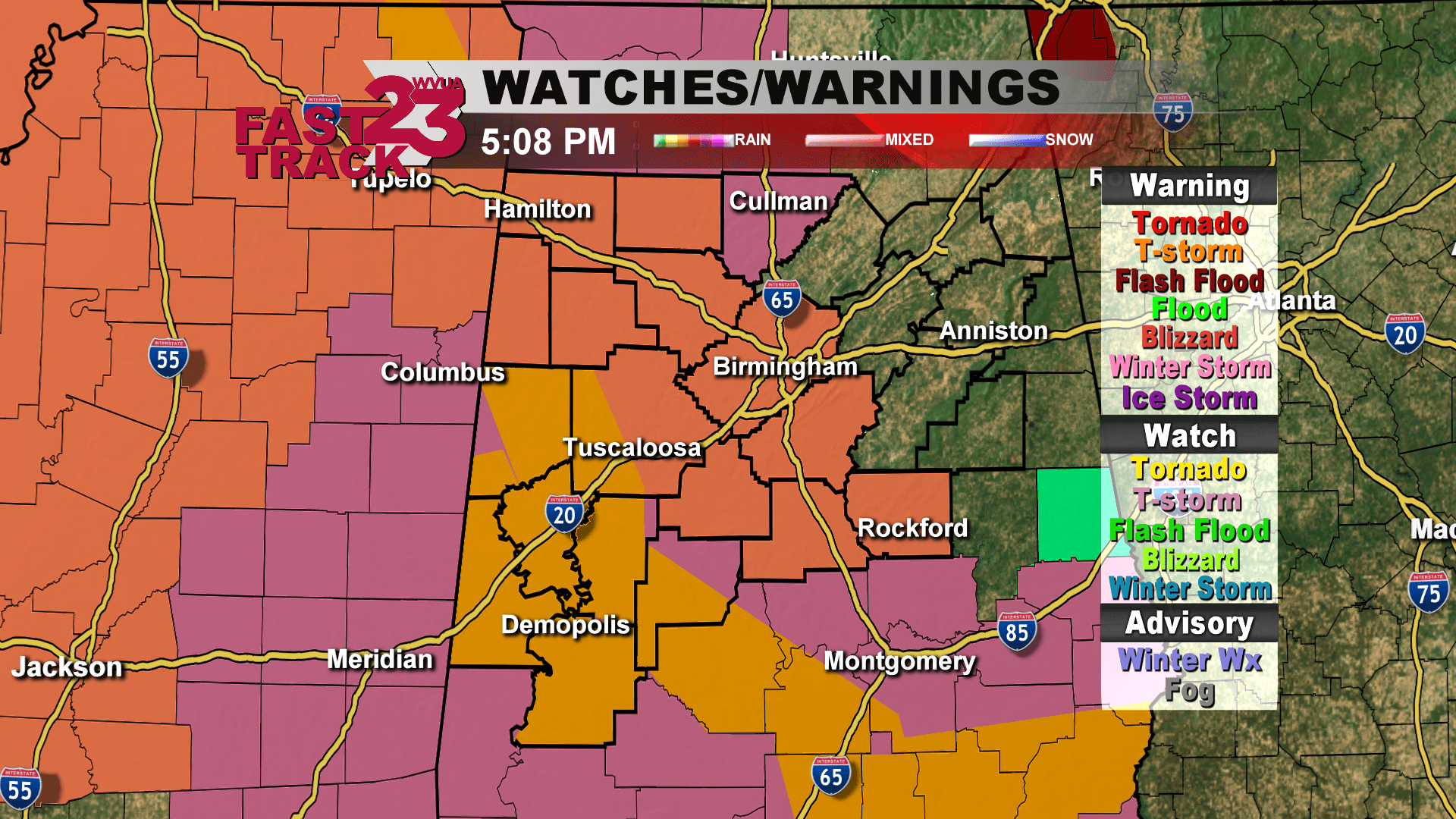 Severe Tstorm Warning for Pickens, Marengo, Greene & Sumter Co Til 5