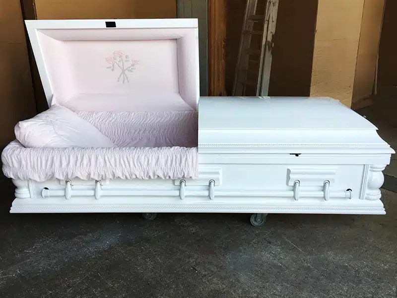Rose & White Casket Custom Casket Sky Caskets