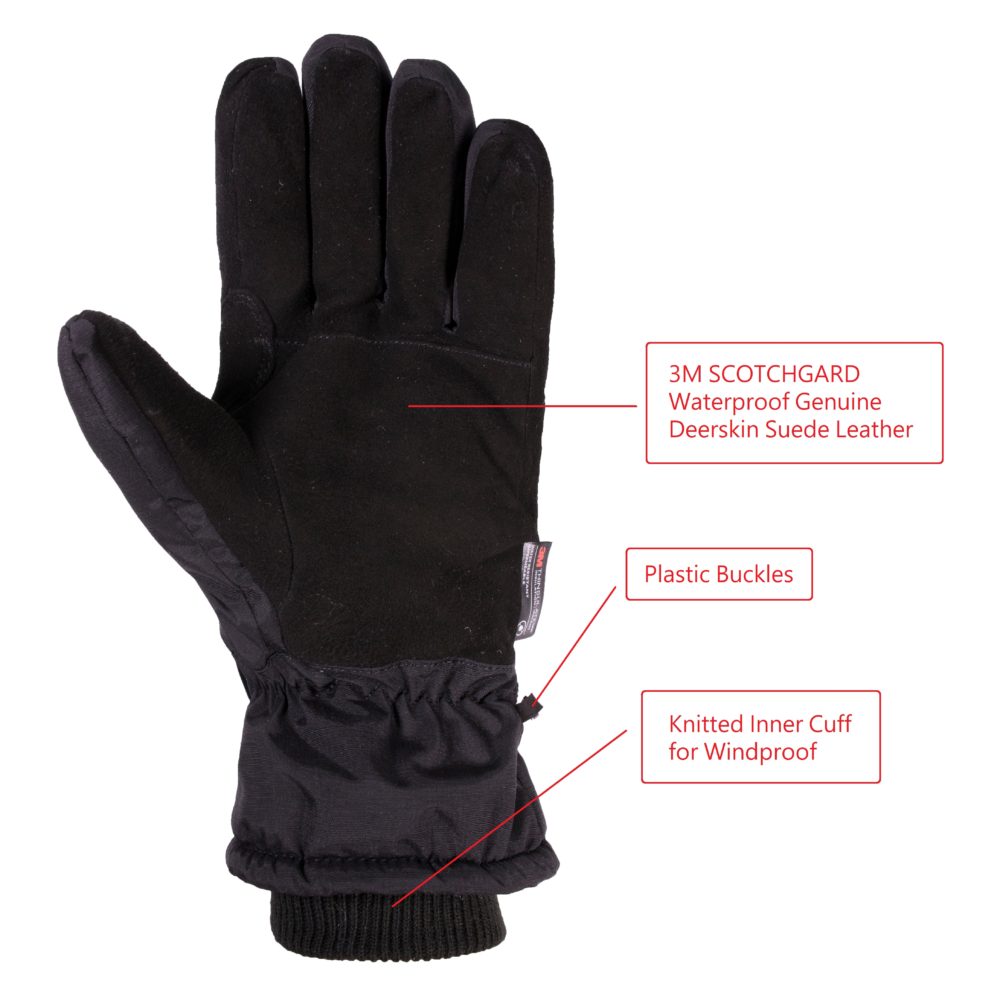 SKYDEER Deerskin Suede Professional Ski Glove, with 150g 3M Thinsulate