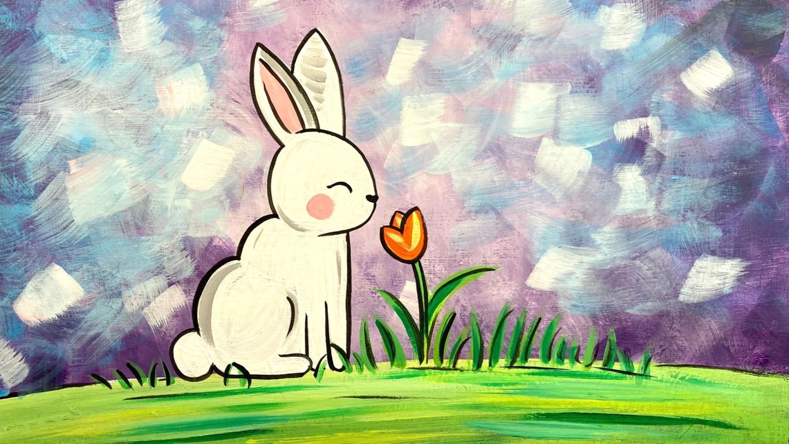 New video ‘Easter Bunny’ Easter acrylic painting tutorial Skye Pratt Teaching Artist