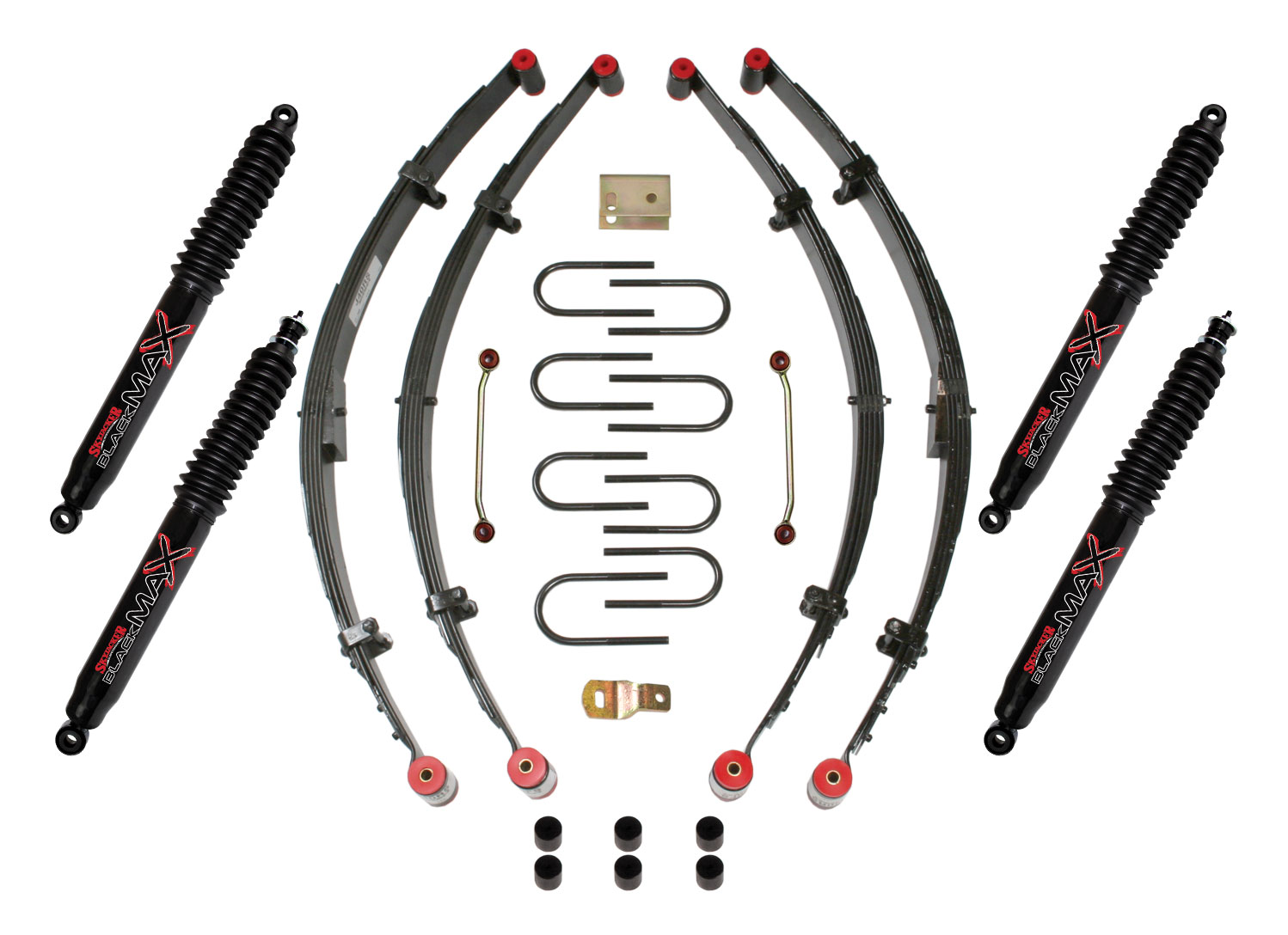 YJ41BKB 4 in. Suspension Lift Kit with Leaf Springs and Black MAX Shocks Skyjacker Suspensions