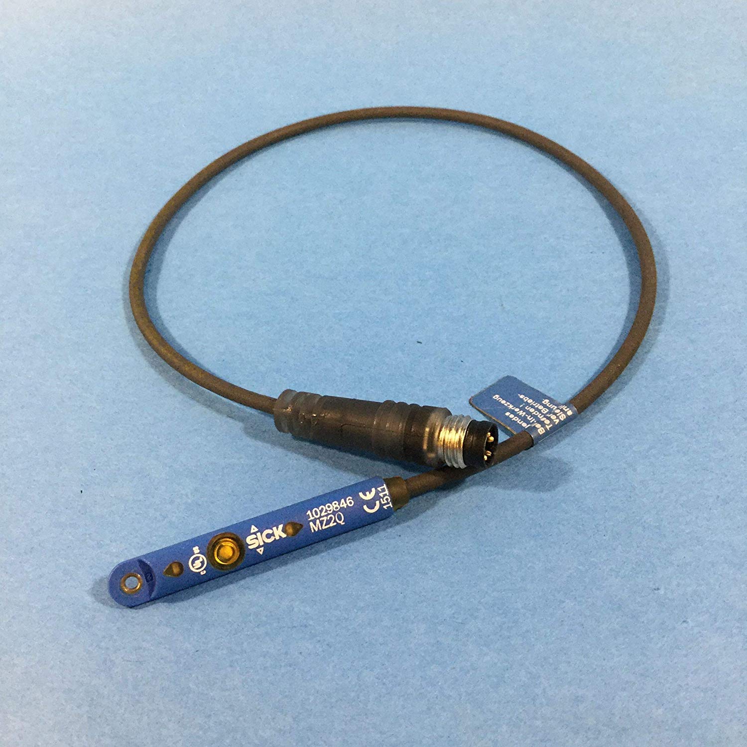 An image of a magnetic cylinder sensor. This sensor would be mounted on the side of a pneumatic cylinder with T-Slots, and would be used to indicate the position of the cylinder. Generally, one sensor of this type would be located to indicate when the cylinder is in its retracted ("Home") position, and one sensor would be located to indicate when the cylinder is in its extended ("Work") position.