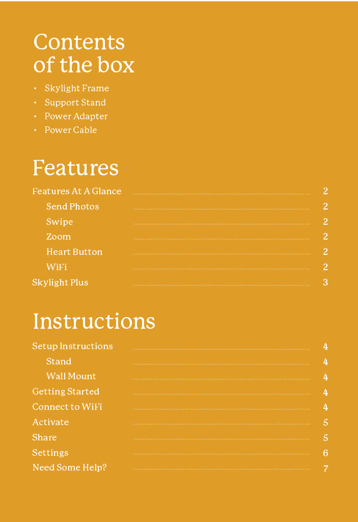 Skylight 10" Frame User Guide Skylight Support