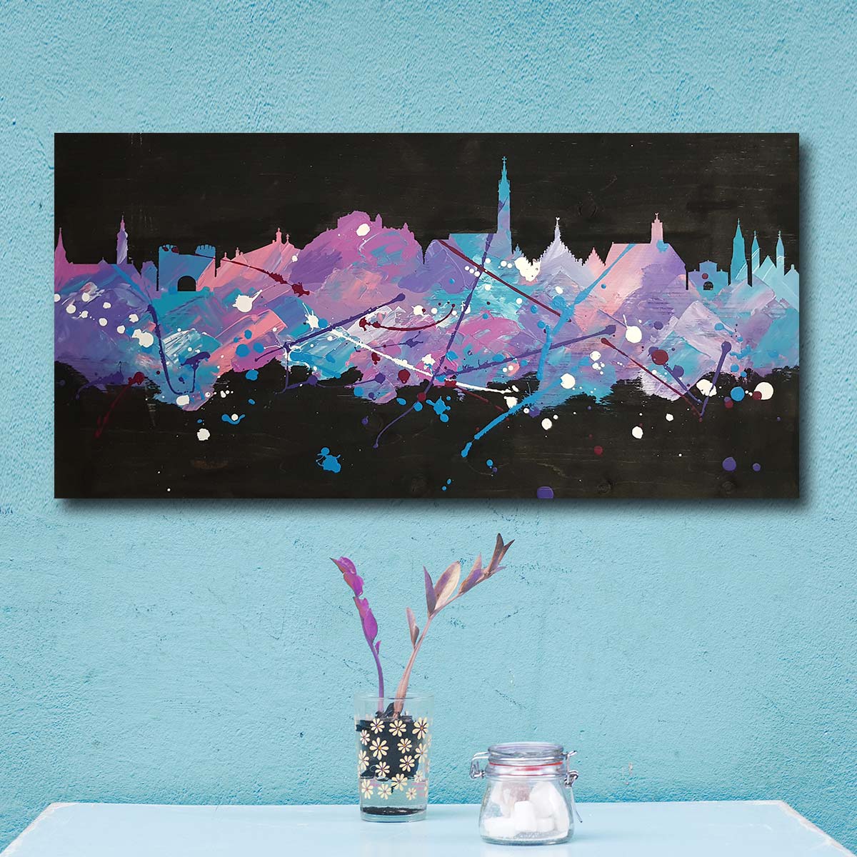 Skylinebilder modern, handgemalt, individuell. Ihre Stadt als Skyline