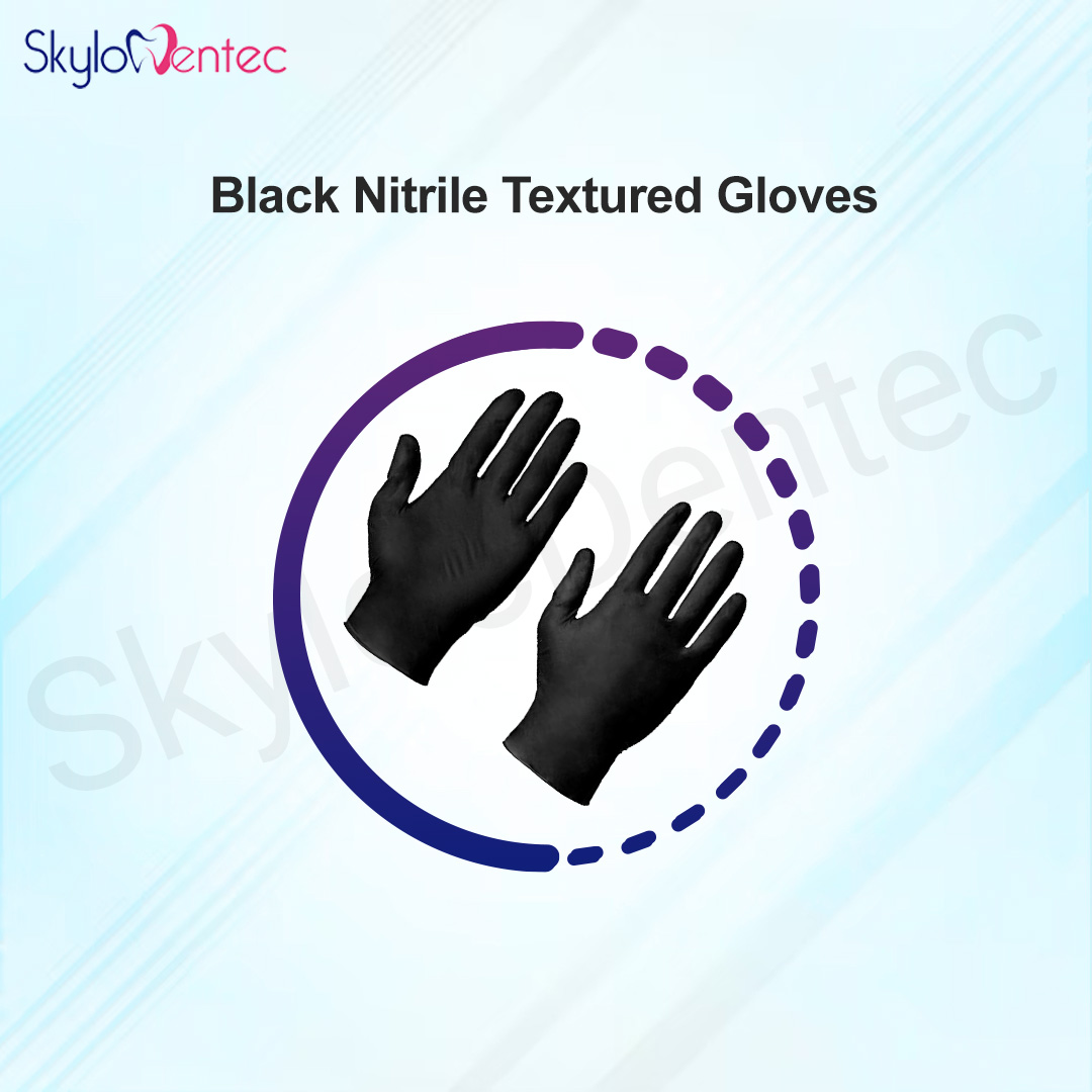 Black Nitrile Textured Gloves Skyloc Dentec