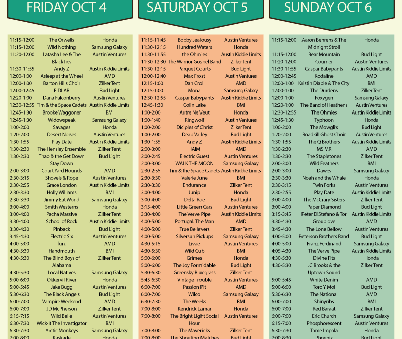 ACLScheduleWeekendOne Sky Realty ACLScheduleWeekendOne Sky Realty