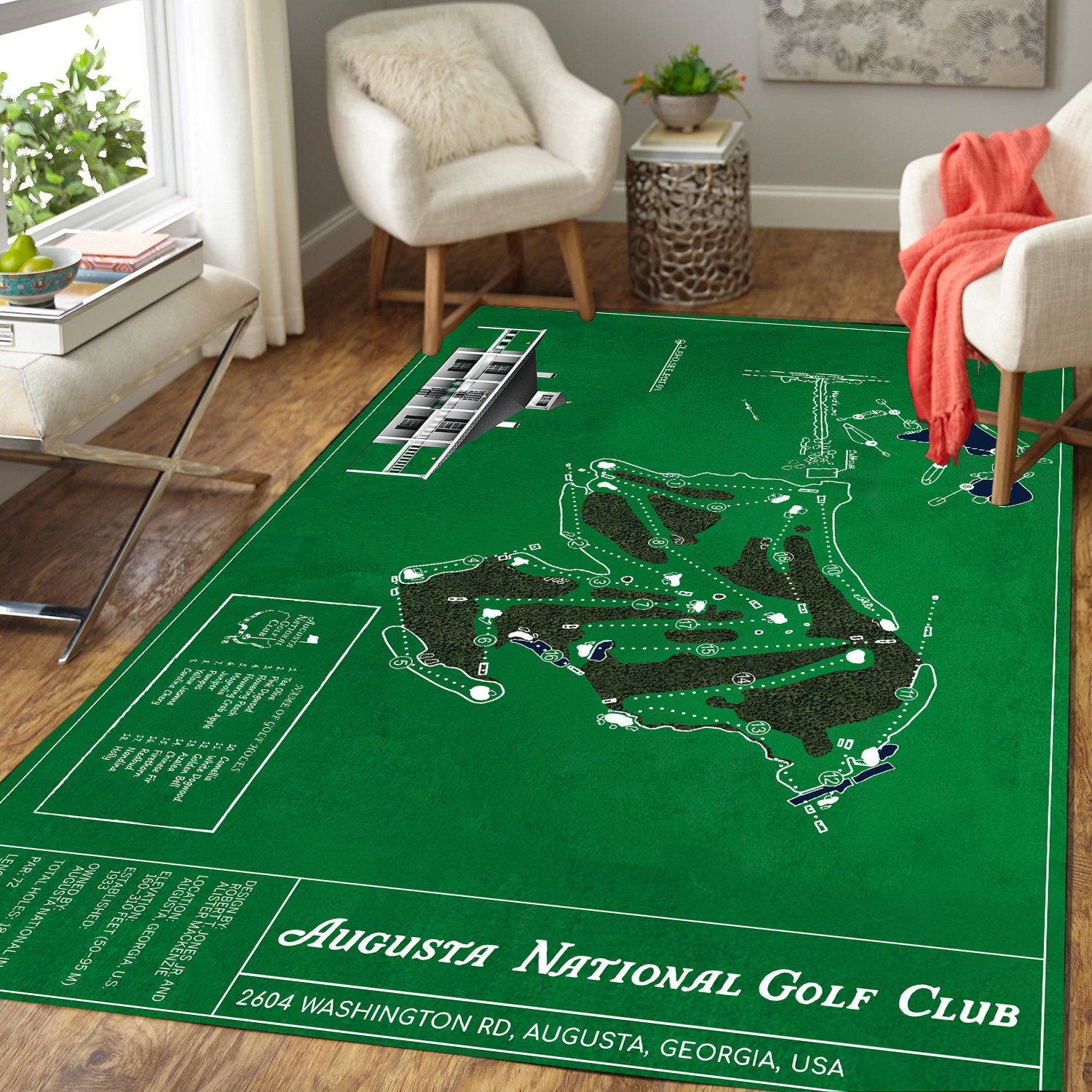 Augusta National Golf Club Area Rug 9X Print