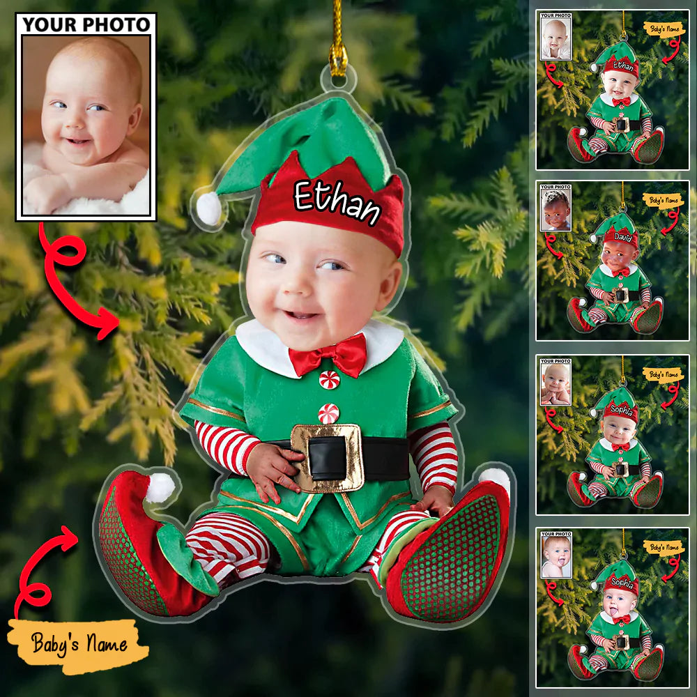 Flat Custom Baby Cute Photo With Name for Christmas Ornament 2022