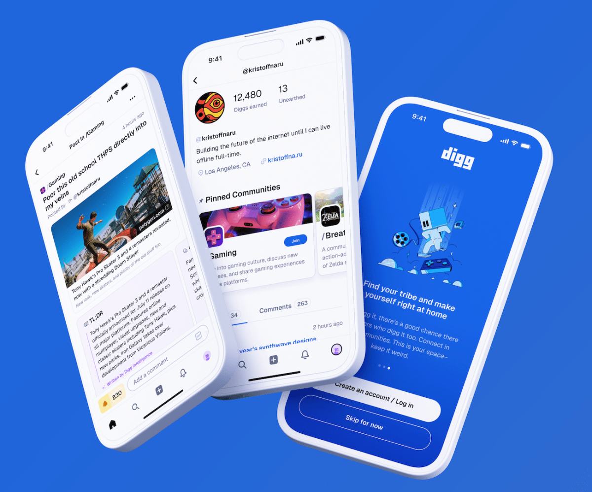 Here’s your first look at the rebooted Digg Skystart Digital