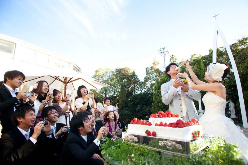 結婚式のスナップ写真携帯ショップ集合写真