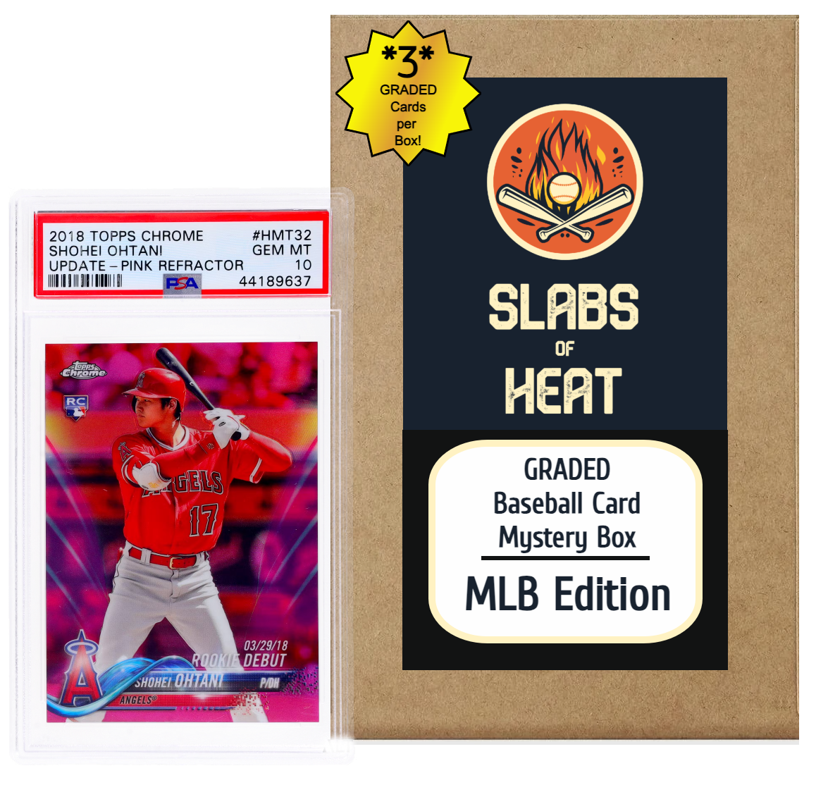 Graded Baseball Cards Mystery Box MLB Edition (Three PSA/BGS Graded