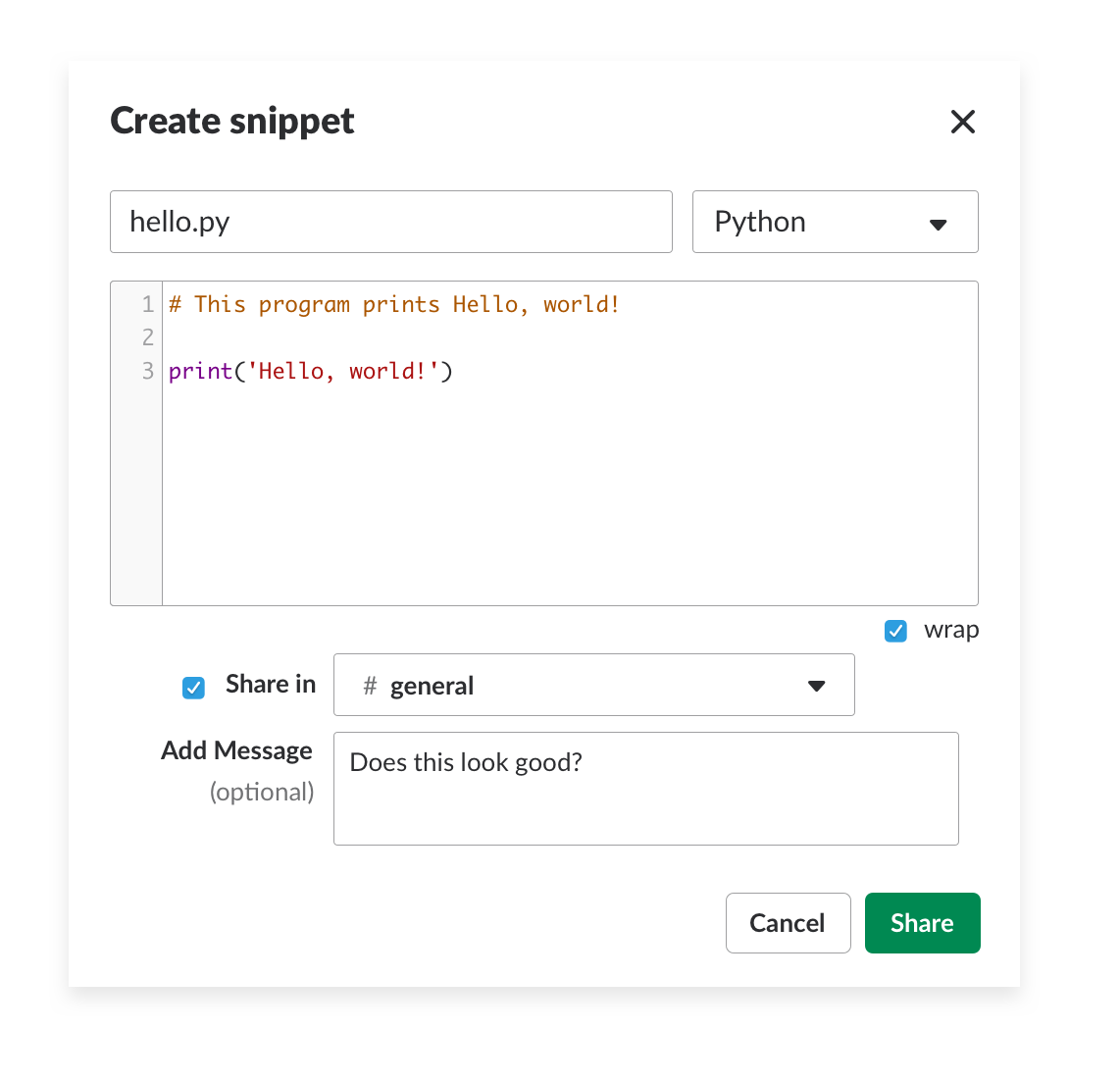 Share code snippets Slack Tips Slack