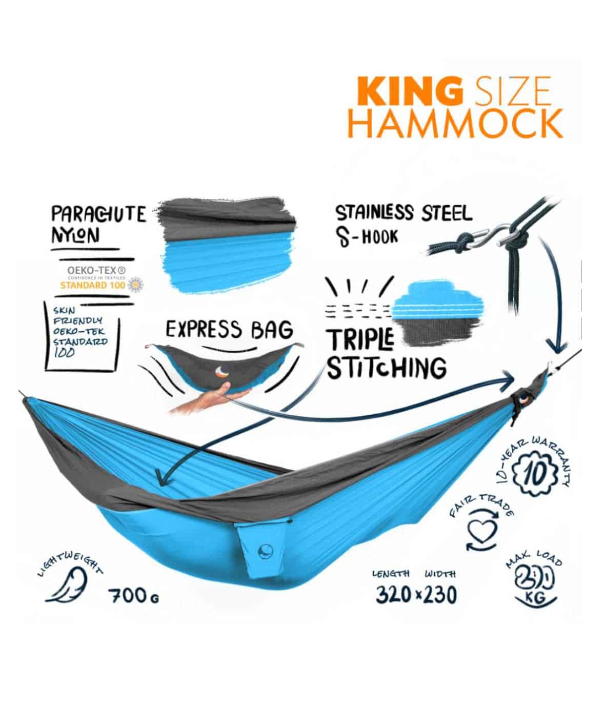Slackline Hammock TTTM Original King Size SLACKTIVITY