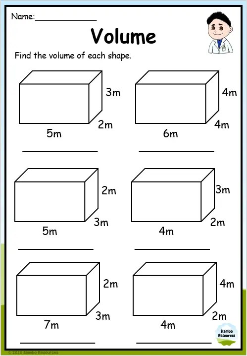 Volume Worksheet For 3rd Grade