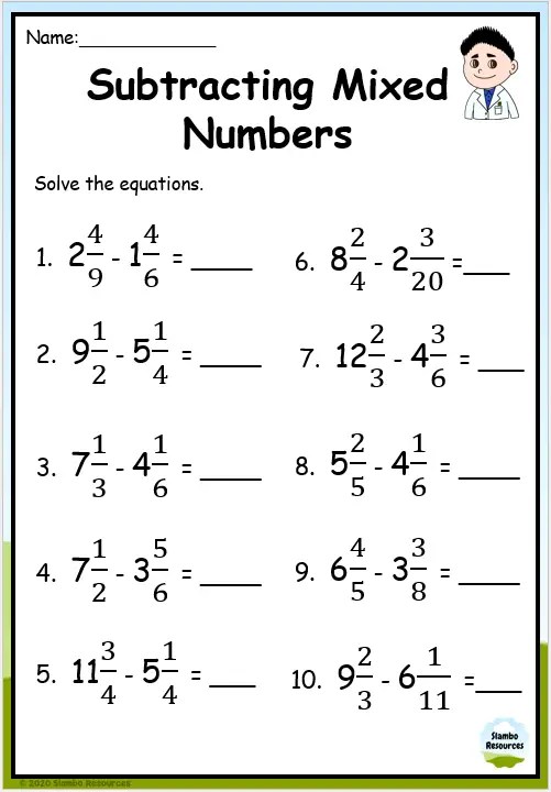 Grade 6 Adding Mixed Numbers Worksheets | Math Worksheets