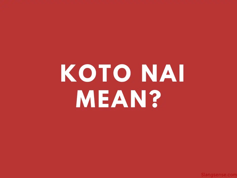What Does Koto Nai Mean (Uses & Examples) Slang Sense