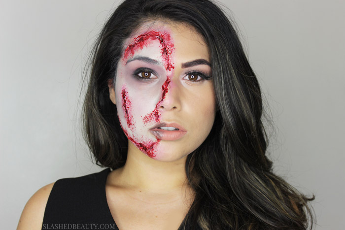 Zombie Face Halloween Makeup Tutorial Part 2 masondesignsca