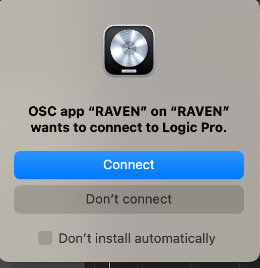 Logic Pro X RAVEN stuck at "connecting to VControl Pro" or "VControl