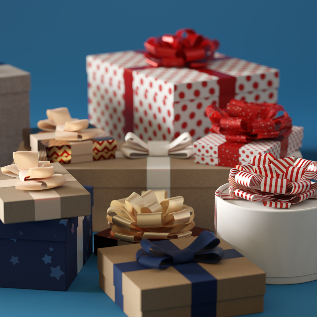 Set Of Christmas Gift Boxes With Ribbons and Bows 3d models for Blender
