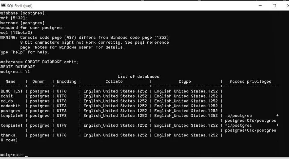 Sql shell psql основы использования и полезные команды