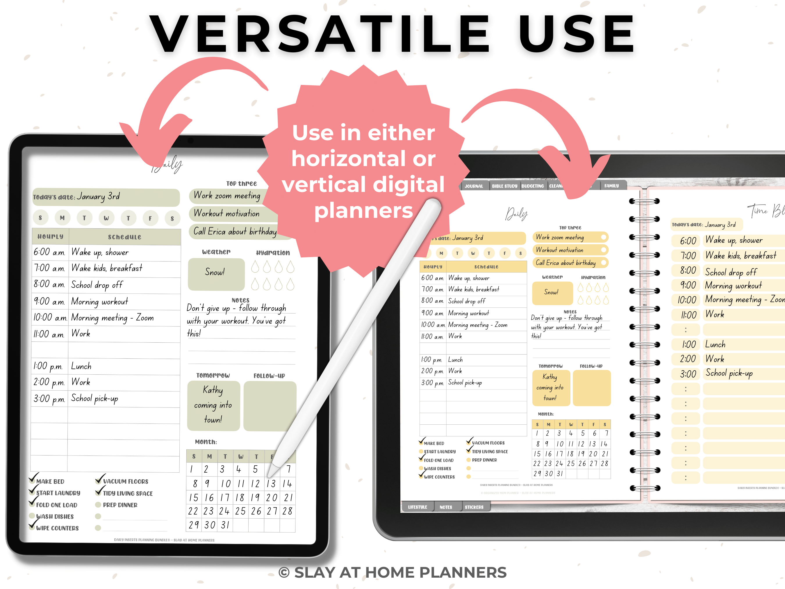 Daily Digital Planner Inserts Slay At Home Planners