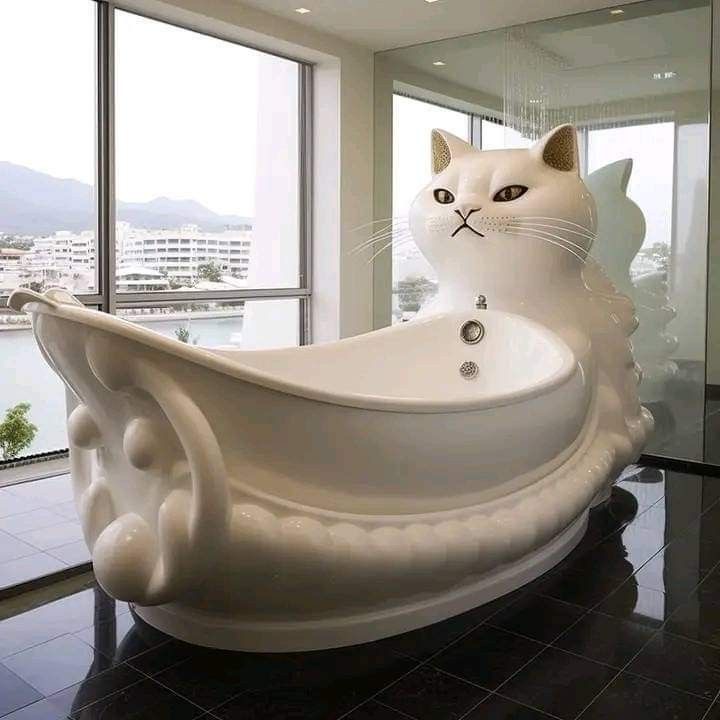 Stunning cat bath tub Slaylebrity