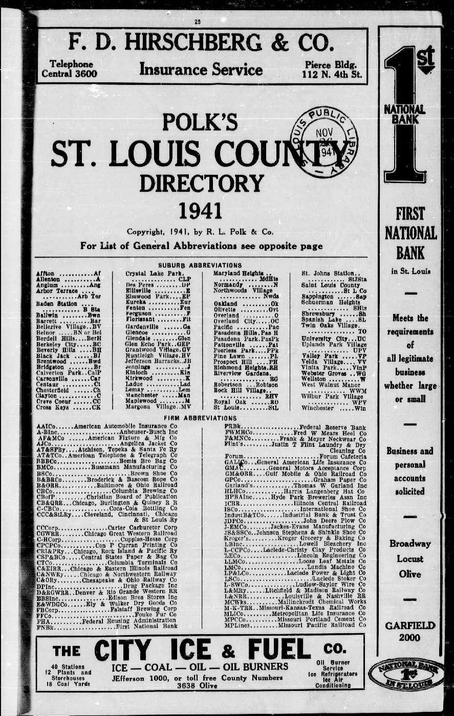 St. Louis County Directory 1941 St Louis County Library Collections