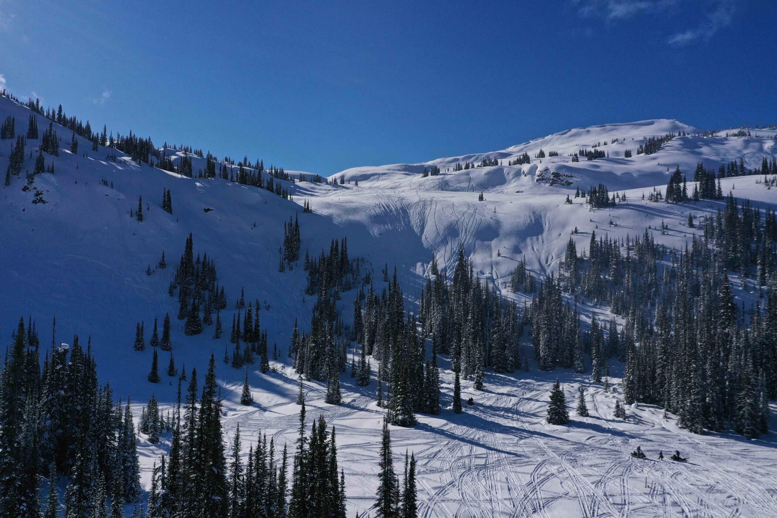 Snowmobiling Conditions in Golden BC Quartz Creek Gorman Lake