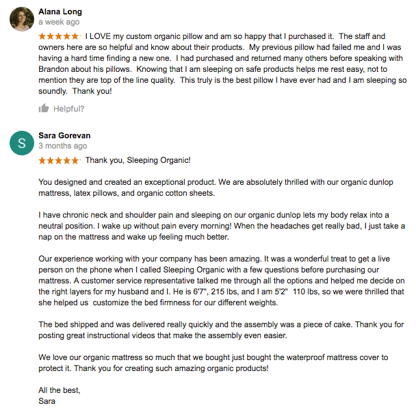Official Sleeping Organic Reviews From Across America