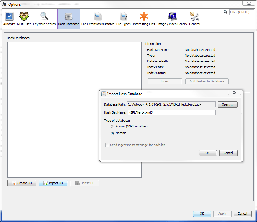 Autopsy User Documentation Hash Database Lookup Module