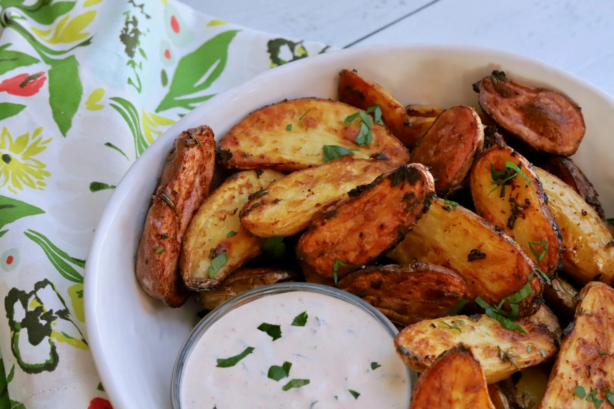 Roasted Fingerling Potatoes with Lemon Herb Aioli Slice of Jess