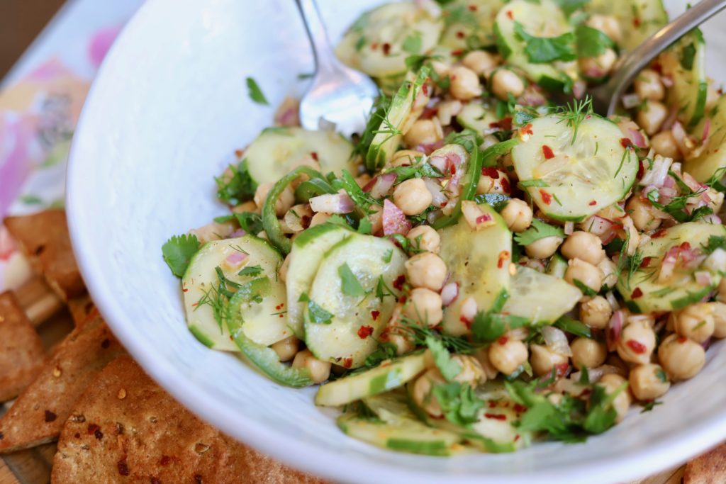 Spicy Chickpea Cucumber Salad Recipe Slice of Jess