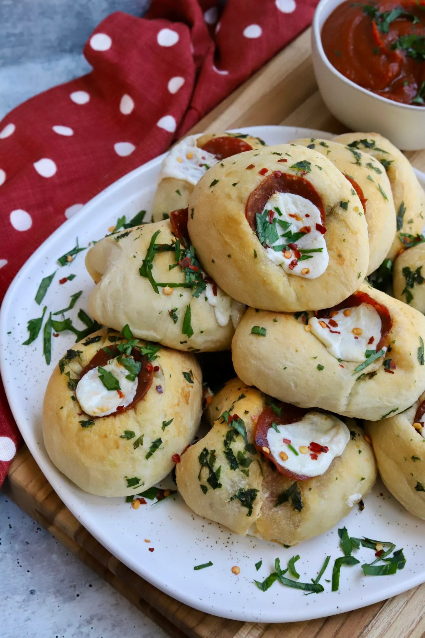 Pepperoni Pizza Garlic Knots Recipe Slice of Jess