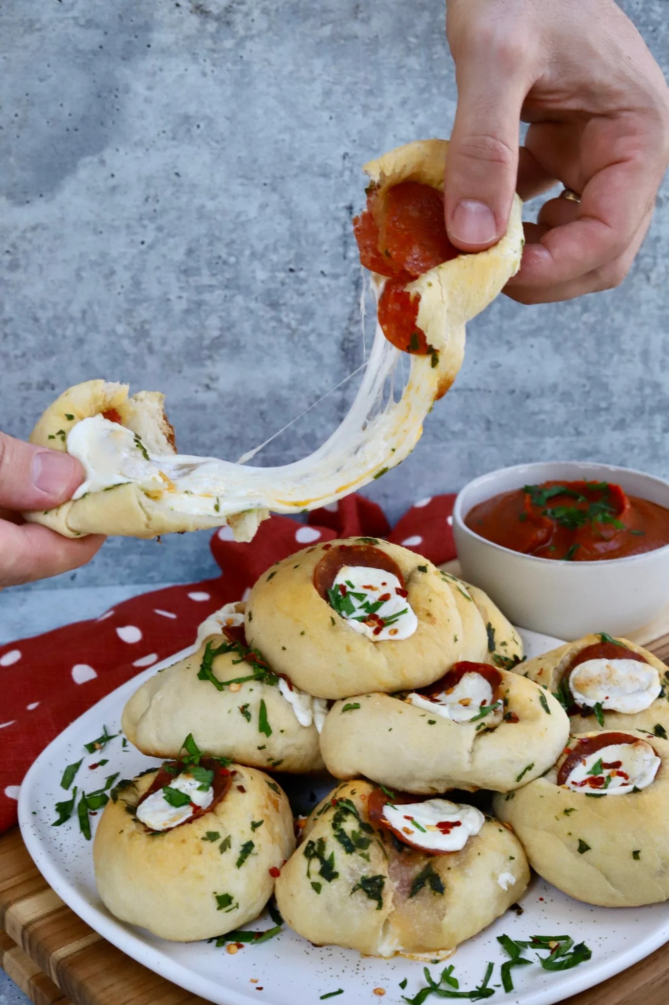Pepperoni Pizza Garlic Knots Recipe Slice of Jess