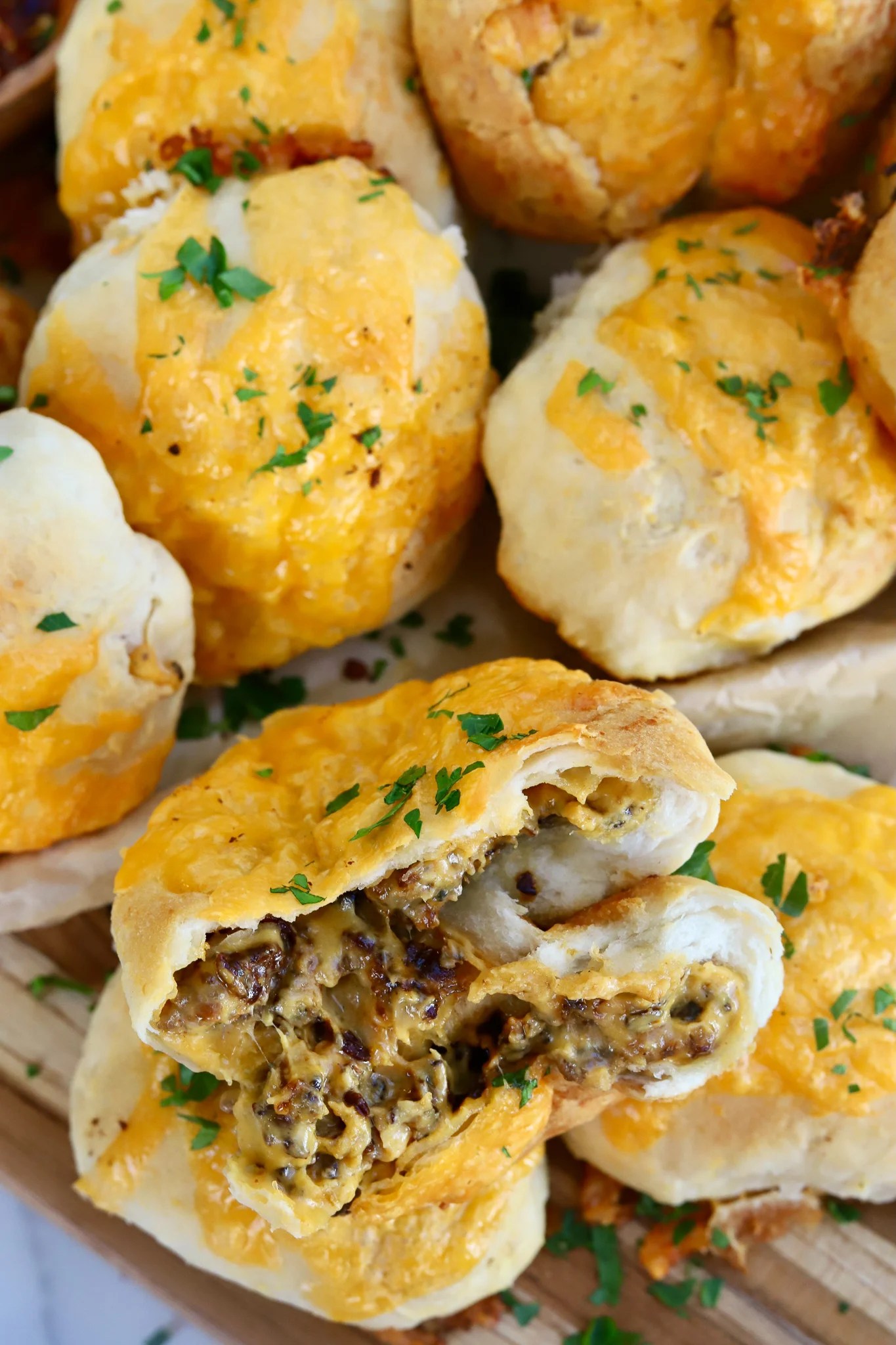 Inside Out Cheesy Sausage Biscuit Recipe Slice of Jess