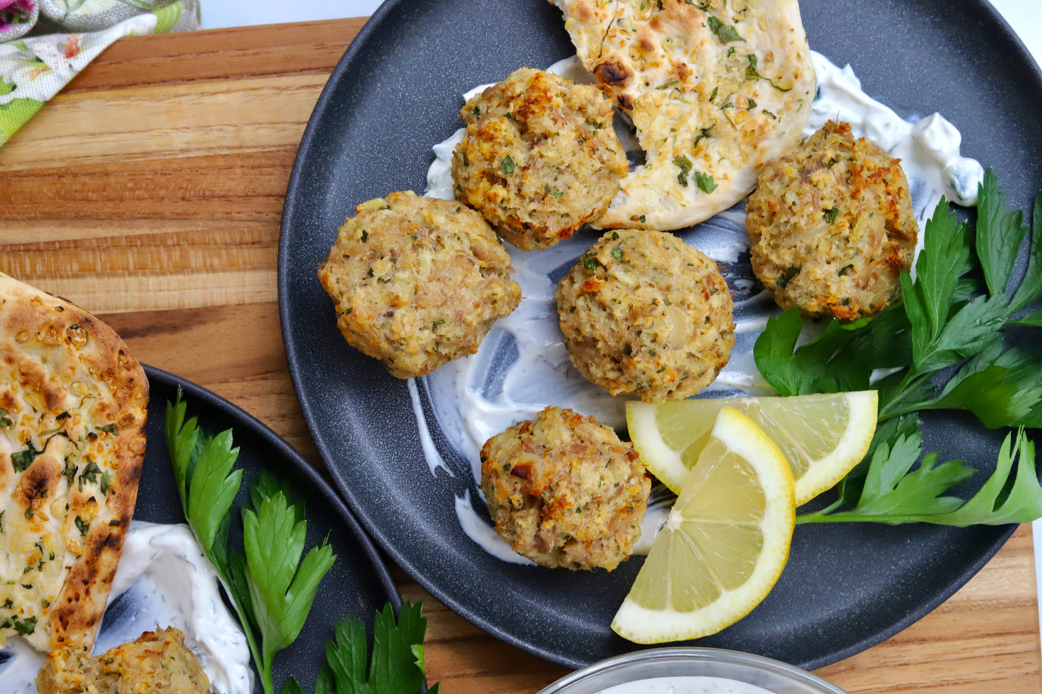 Tuna Meatballs with Tzatziki and Fresh Lemon Slice of Jess