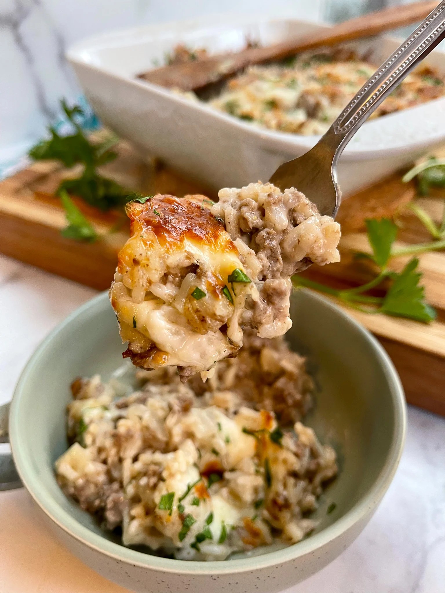 Cheesy Hamburger and Rice Casserole Slice of Jess