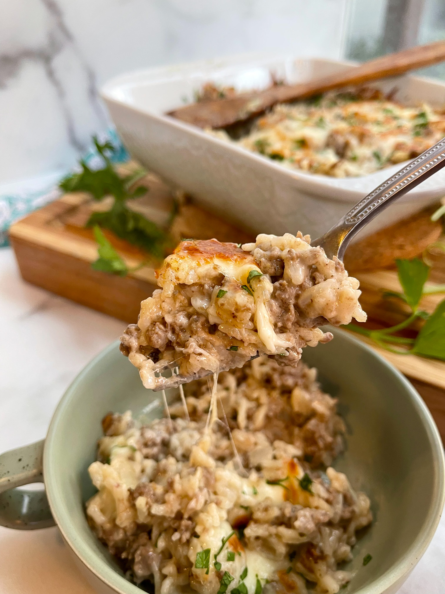 Cheesy Hamburger and Rice Casserole Slice of Jess