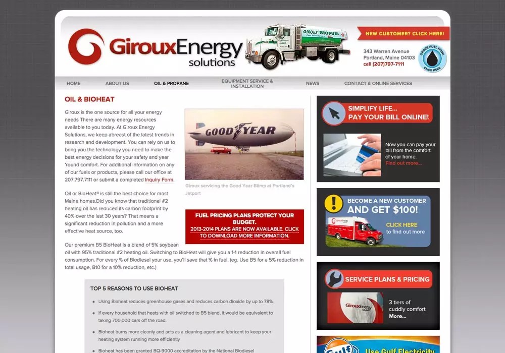 Giroux Energy Solutions SlickFish Studios A creative Maine website