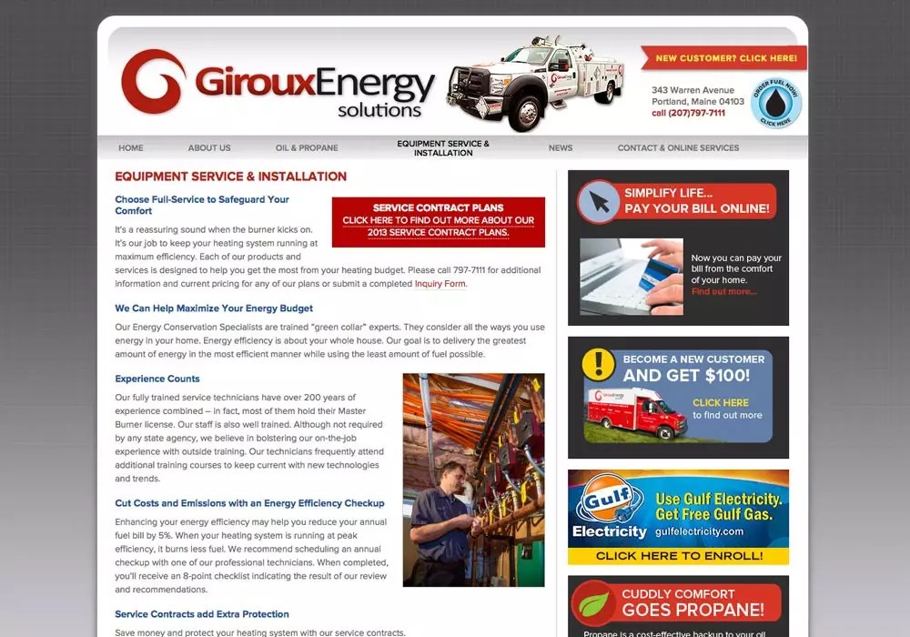 Giroux Energy Solutions SlickFish Studios A creative Maine website