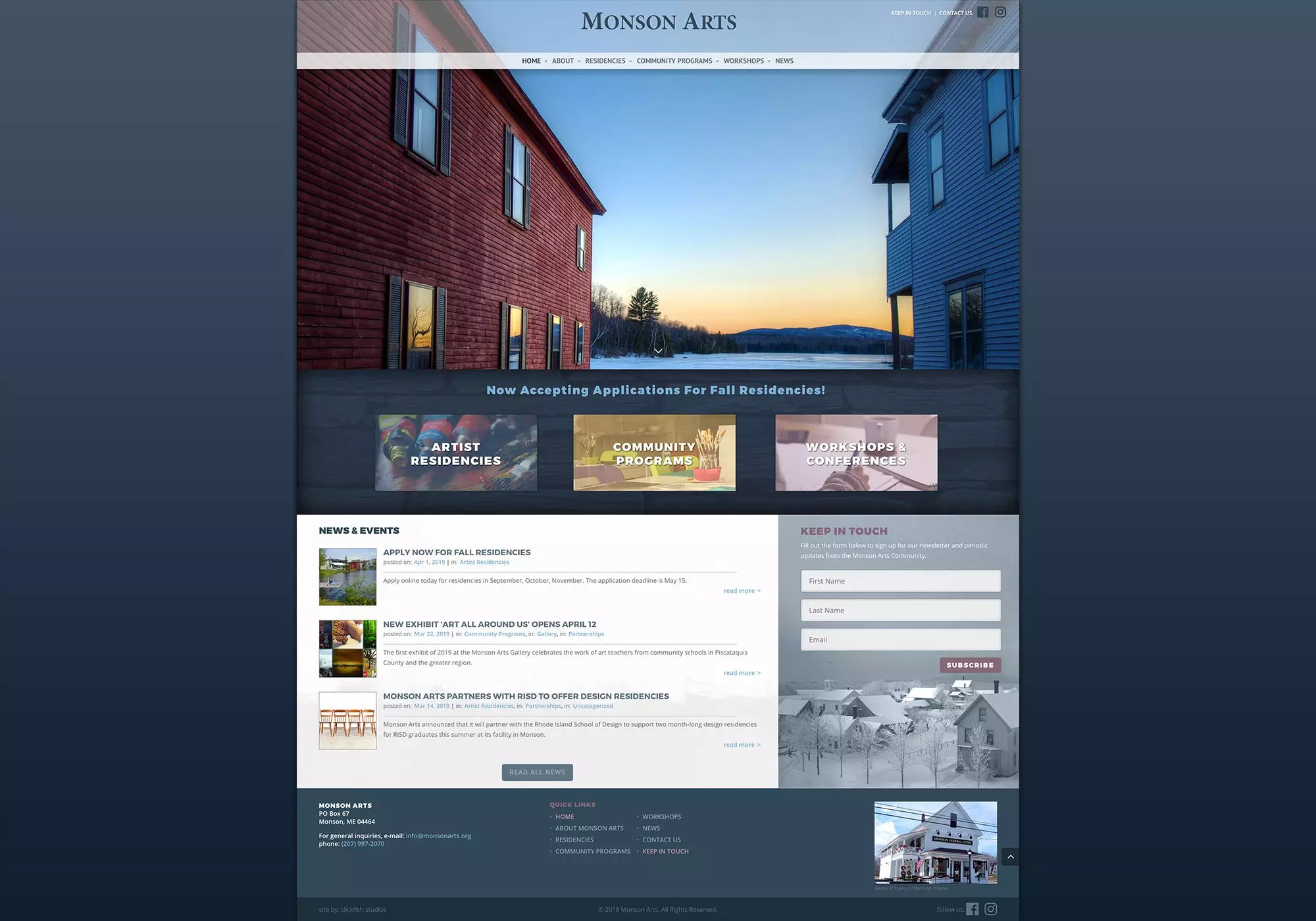 Monson Arts SlickFish Studios A creative Maine website design company